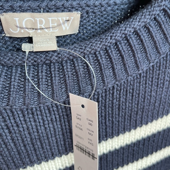 NWT J.Crew Women's Size XXS Rollneck sweater in Navy/White stripes - Picture 10 of 10